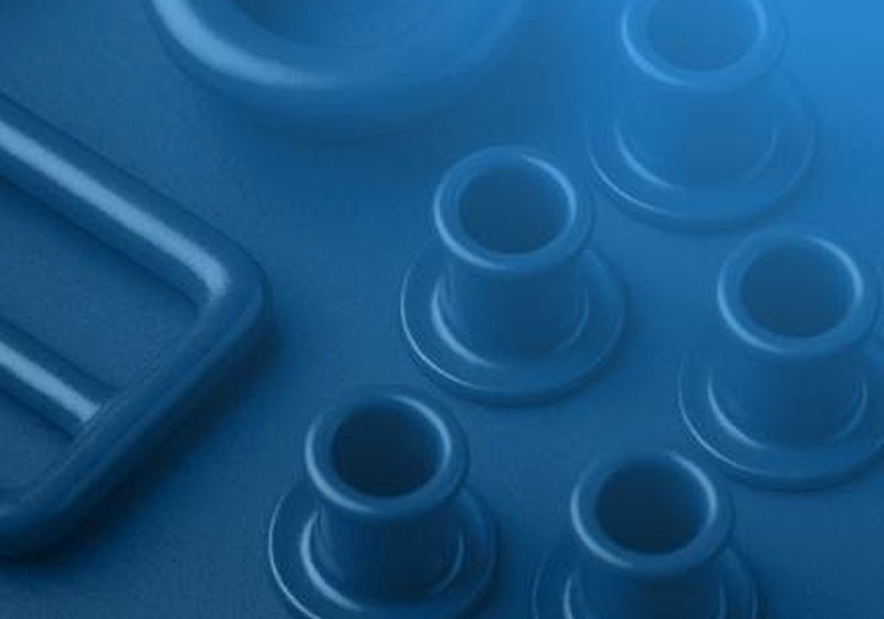 Peças circulares com pintura azul